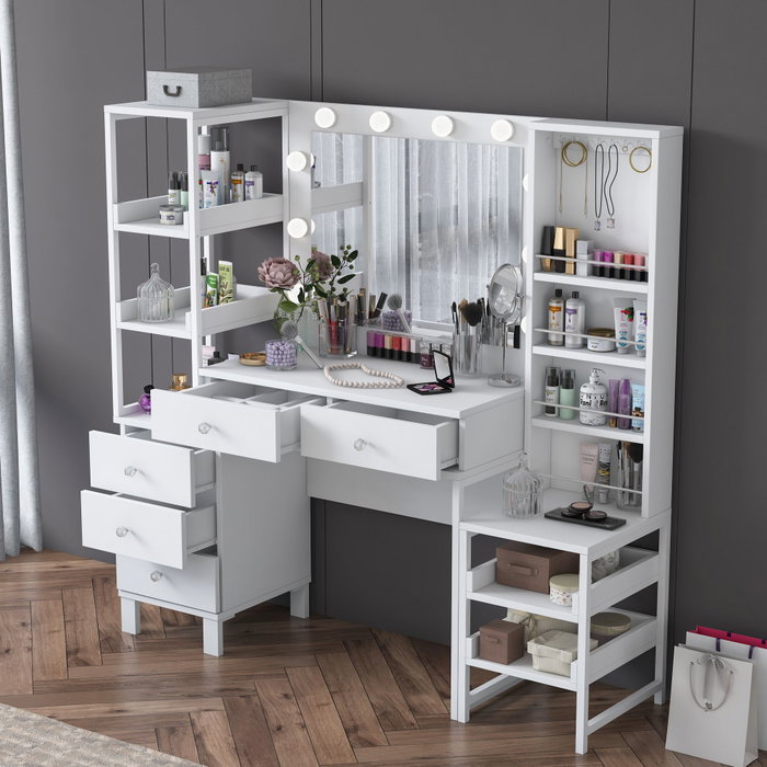 Hanah Home Mesa de Maquillaje BJ154 - 3861 Blanca con 10 Focos Hanah Home Mesa de Maquillaje BJ154 - 3861 Blanca con 10 Focos